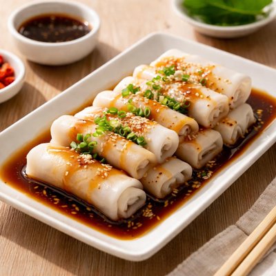 Rice rolls with sweet soy sauce