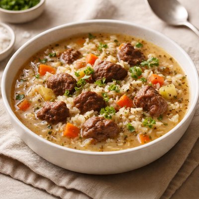 Rice soup with beef