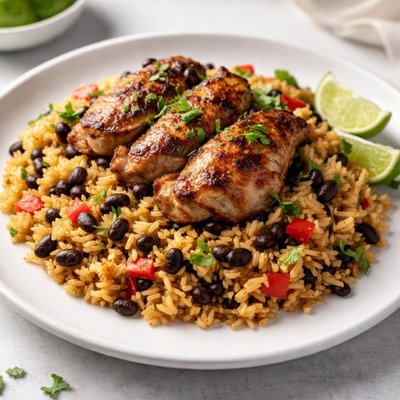 Rice with beans and chicken
