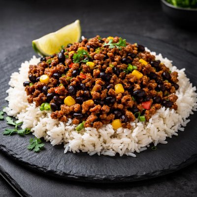 Rice with beans and ground meat