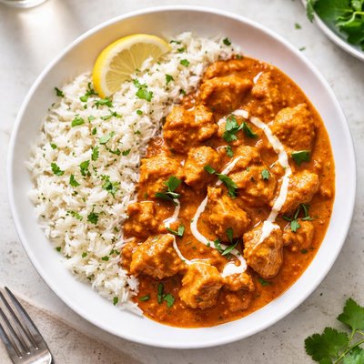 Rice with butter chicken