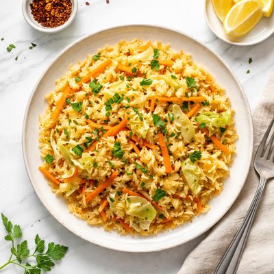 Rice with cabbage and carrots