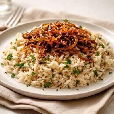 Rice with caramelized onions