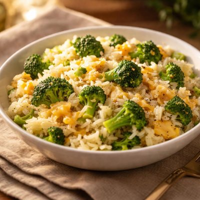Rice with cheese and broccoli