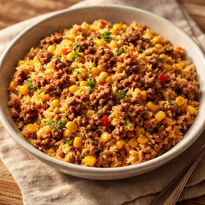 Rice with corn and ground beef