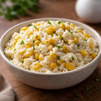 Rice with corn and mayonnaise
