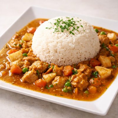 Rice with curry gravy