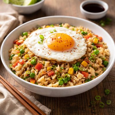 Rice with egg and vegetables