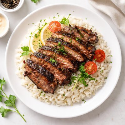 Rice with grilled meat