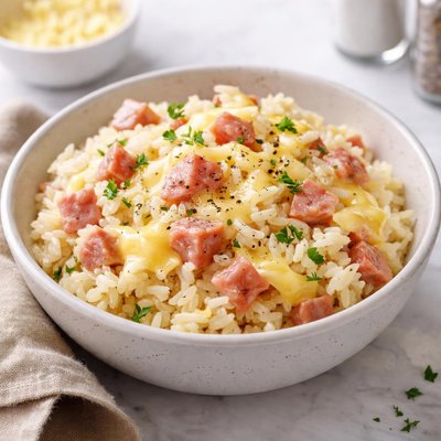 Rice with ham and cheese