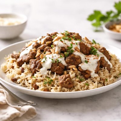 Rice with meat and yogurt