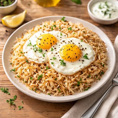 Rice with pasta and egg