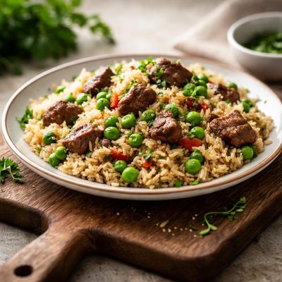Rice with peas and beef
