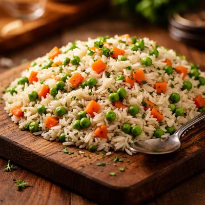 Rice with peas and carrots