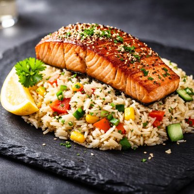 Rice with salmon