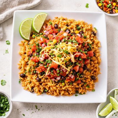 Rice with salsa and cheese