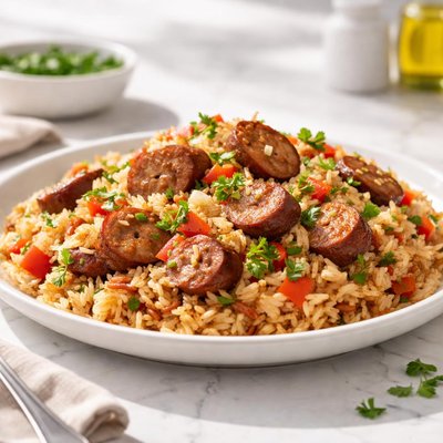 Rice with sausages