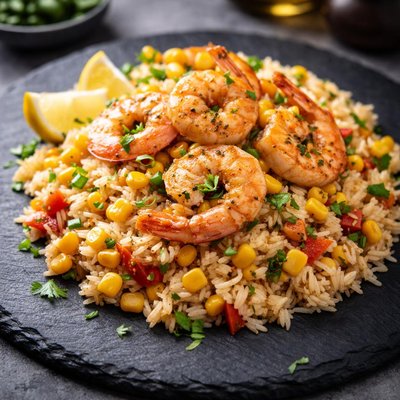 Rice with shrimp and corn
