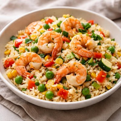 Rice with shrimp and vegetables