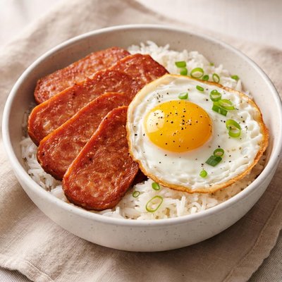 Rice with spam and egg