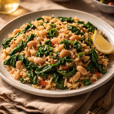 Rice with spinach and beans