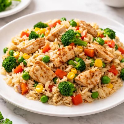 Rice with vegetables and chicken
