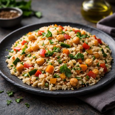 Rice with vegetables and chickpeas