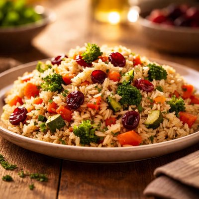 Rice with vegetables and cranberries