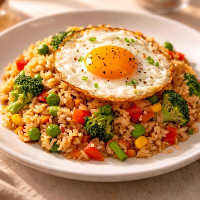 Rice with veggies and egg