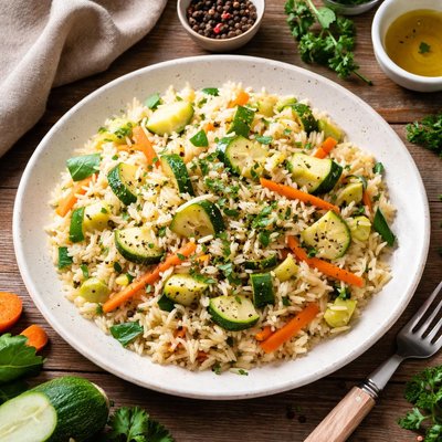 Rice with zucchini and carrot