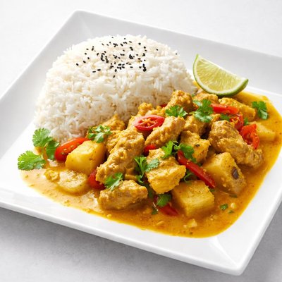 Rice yellow curry with pork