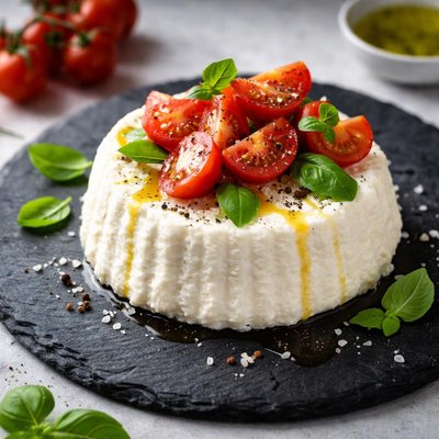Ricotta cheese with cherry tomato