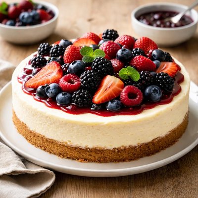Ricotta cheesecake with fruit topping