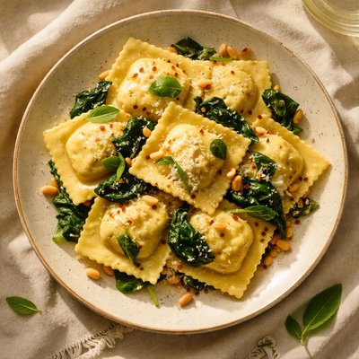 Ricotta spinach ravioli