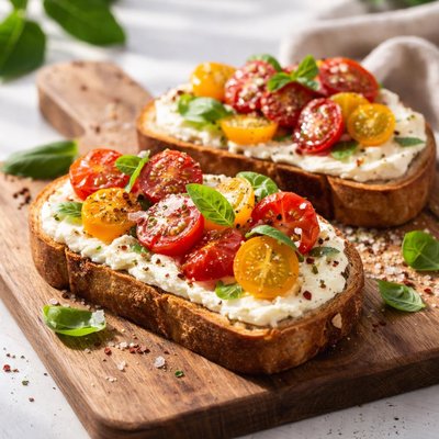 Ricotta toast with tomatoes