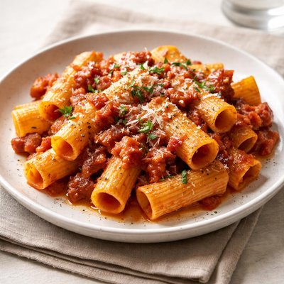 Rigatoni amartriciana