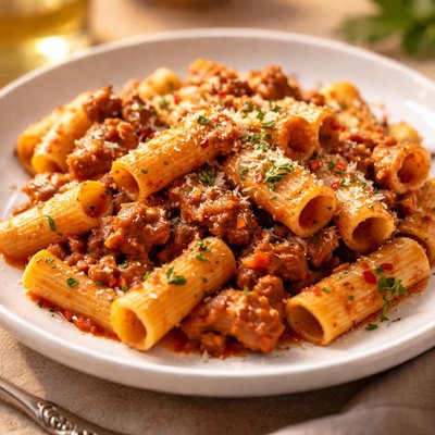 Rigatoni pasta with sausage