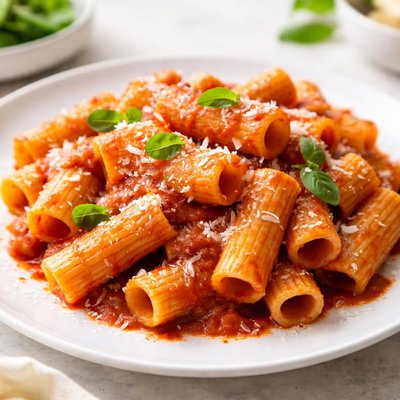 Rigatoni pasta with tomato sauce