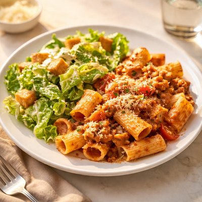 Rigitoni and ceaser salad