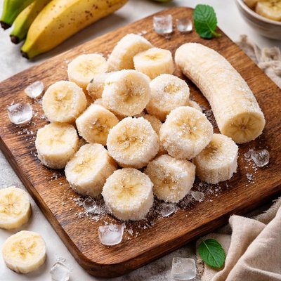 Ripe frozen banana