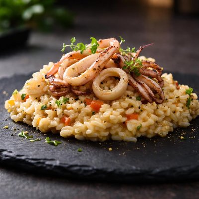 Risotto with squid