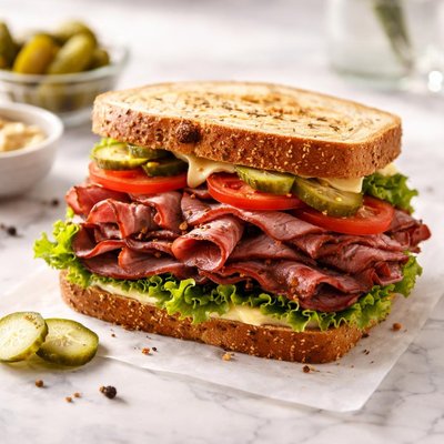 Roast beef pastrami sandwich
