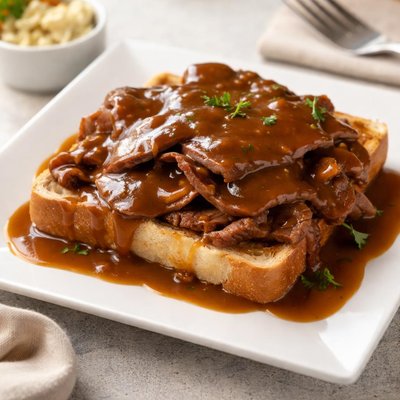 Roast beef sandwich with gravy