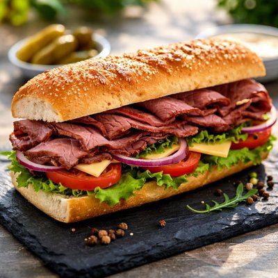 Roast beef sub sandwich