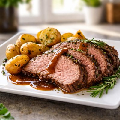 Roast beef with potatoes