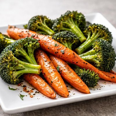 Roast carrots and broccoli