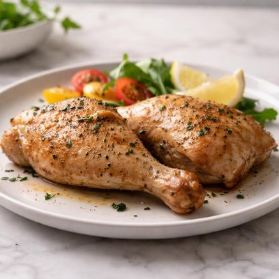 Roast chicken leg and thigh skinless