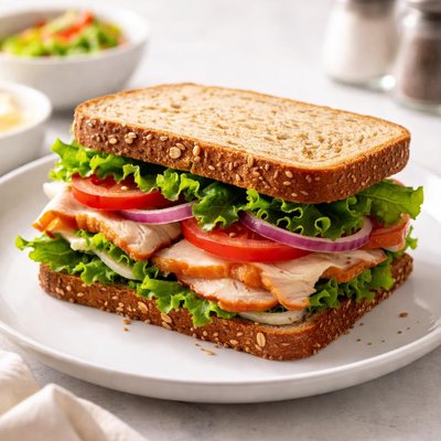 Roast chicken sandwich brown bread