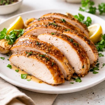 Roast chicken slices