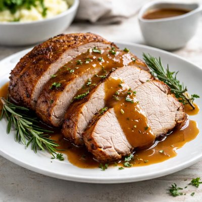 Roast pork with gravy